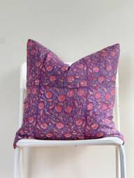 Indian Block Print Pillow Cover Floral Batik, Boho Farmhouse Decor - thumbnail 1