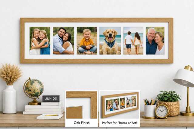 Multi Photo Picture Frame Black Veneer Collage, Holds Six 4x6 Photos - image 1