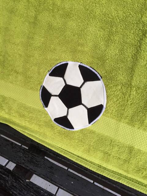 Embroidered Soccer Ball Towel, Personalized Sports Bath Decor - image 1