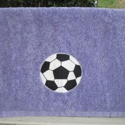 Embroidered Soccer Ball Towel, Personalized Sports Bath Decor - thumbnail 3