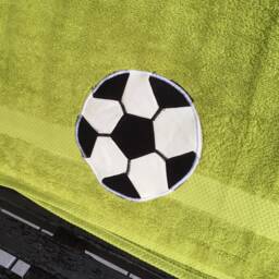 Embroidered Soccer Ball Towel, Personalized Sports Bath Decor - thumbnail 2