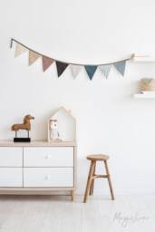 Linen Bunting Banner - Nursery Wall Hanging Baby Room Flag Garland Gender Neutral Kids Birthday Or Shower Decoration - thumbnail 1
