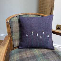 Hand Crafted Harris Tweed Floral Embroidered Cushion Cover - thumbnail 2