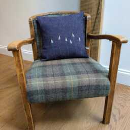 Hand Crafted Harris Tweed Floral Embroidered Cushion Cover - thumbnail 3