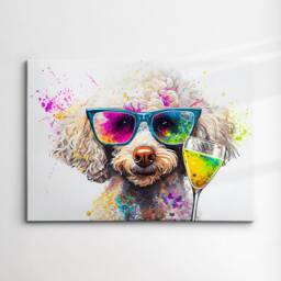 Poodle Toasting Drink Dog Pet Abstract Modern Painting Wall Art, Framed Canvas Poster Print, Home Kitchen Office Room Decor, Gifts - thumbnail 3