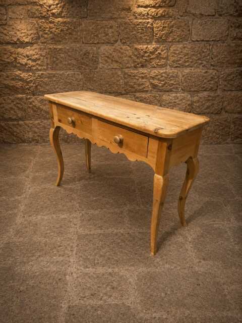 Antique French Provincial Pine Console Table - Two Drawer Farmhouse Hall - image 1