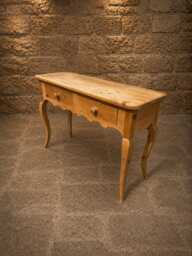 Antique French Provincial Pine Console Table - Two Drawer Farmhouse Hall - thumbnail 1