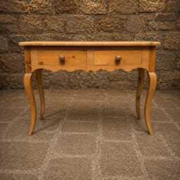 Antique French Provincial Pine Console Table - Two Drawer Farmhouse Hall - thumbnail 2