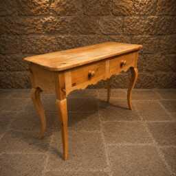Antique French Provincial Pine Console Table - Two Drawer Farmhouse Hall - thumbnail 3