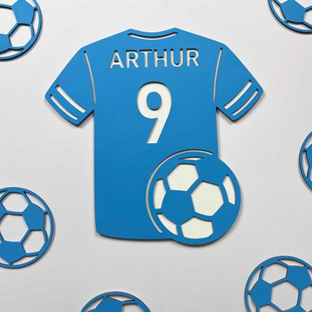 Wooden Football Shirt Wall Art - Decor Theme Bedroom Soccer Decals - image 1