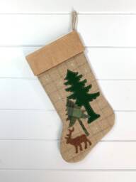 Personalized Wool Christmas Stocking Rustic Elk Cabin Decor