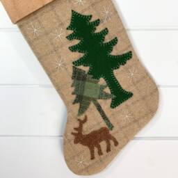 Personalized Wool Christmas Stocking Rustic Elk Cabin Decor - thumbnail 2