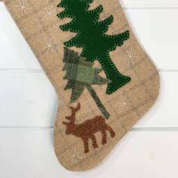 Personalized Wool Christmas Stocking Rustic Elk Cabin Decor - thumbnail 3