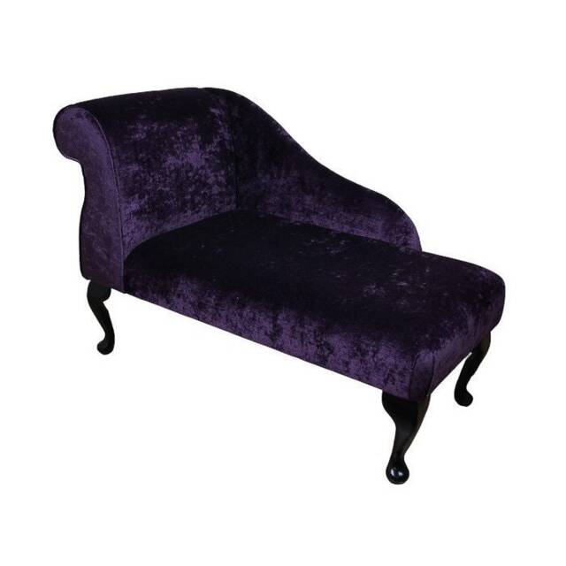Handmade Mini Chaise Longue Plum Purple Velvet Small Sofa - image 1