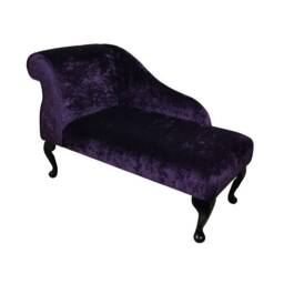 Handmade Mini Chaise Longue Plum Purple Velvet Small Sofa