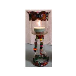 Cooler Bottle Candle Holder & - Topsy Turvy With Polymer Clay & Beads - thumbnail 1