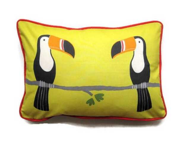 Terry Toucan Lumbar Pillow Cover Yellow, Red, Black, 12x20 - image 1