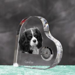 Cavalier King Charles Spaniel - Crystal Clock in The Shape Of A Heart With Image Pure-Bred Dog - thumbnail 2