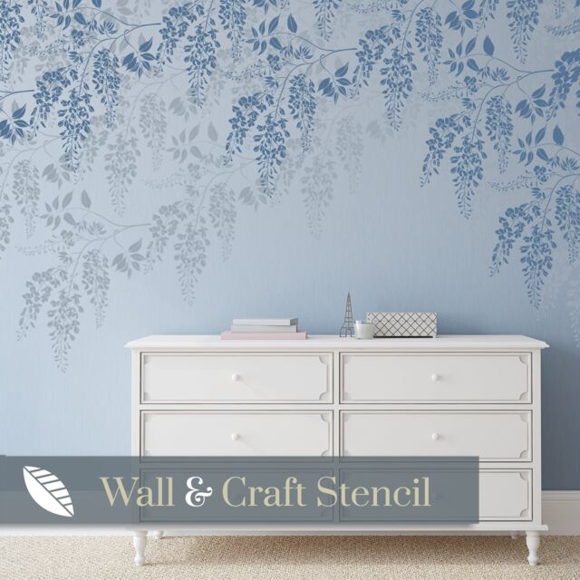 Wisteria Wall Stencil, A Large Stencil For Painting Walls. A Floral To Create Wisteria Wallpaper. Laburnum W210 - image 1