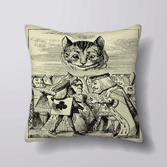 Alice in Wonderland Cheshire Cat Vintage- Customizeable Personlized - Cushion Cover Case Or Stuffed With Insert - image 1