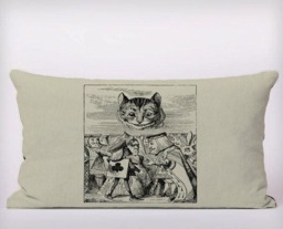 Alice in Wonderland Cheshire Cat Vintage- Customizeable Personlized - Cushion Cover Case Or Stuffed With Insert - thumbnail 2
