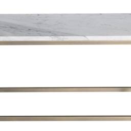 Italian Bianco Carrara Marble Coffee Table Brass Legs, Modern Elegance - thumbnail 3