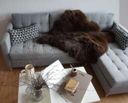 "Giant Sheepskin Double Xxl Brown Throw Genuine Leather Sheep Skin 50 ""X 50" - thumbnail 1
