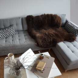 "Giant Sheepskin Double Xxl Brown Throw Genuine Leather Sheep Skin 50 ""X 50" - thumbnail 3