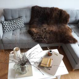 "Giant Sheepskin Double Xxl Brown Throw Genuine Leather Sheep Skin 50 ""X 50" - thumbnail 2