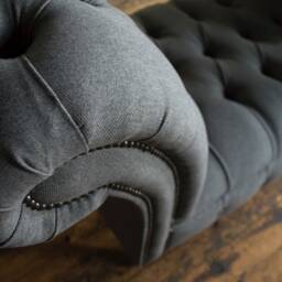 Dark Grey Wool Chesterfield Bed End Chaise/ Window Seat, British Handmade - thumbnail 2