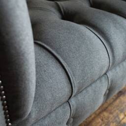 Dark Grey Wool Chesterfield Bed End Chaise/ Window Seat, British Handmade - thumbnail 3