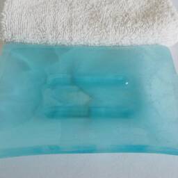 Spa Style Fused Glass Soap Dish in Streaky Aqua By Bprdesigns - thumbnail 2