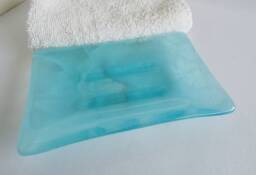 Spa Style Fused Glass Soap Dish in Streaky Aqua By Bprdesigns - thumbnail 1