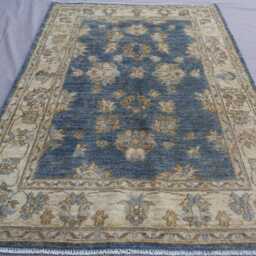 3x5 Blue Oushak Area Rug - Afghan Hand Knotted Natural Dyes Soft Wool Turkish Zeigler Oriental Bedroom Kitchen - thumbnail 3