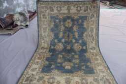 3x5 Blue Oushak Area Rug - Afghan Hand Knotted Natural Dyes Soft Wool Turkish Zeigler Oriental Bedroom Kitchen - thumbnail 1