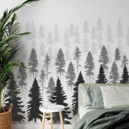 Mountain Pine Forest Wall Stencil Reusable Mural Decor - thumbnail 2
