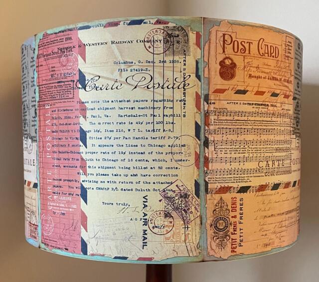 Vintage Letters Lampshade French Shabby Chic Airmail , Fatta Da Mamma - image 1