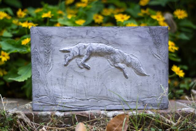 Fox Wall Sculpture, Composite Stone, Garden Gifts, Fox Plaque, Art, Ornament, Gifts For Gardener - image 1