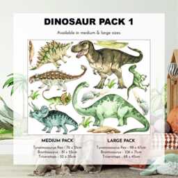 Watercolor Dinosaur Nursery Wall Decals Prehistoric Peel & Stick Tree Decor - thumbnail 3