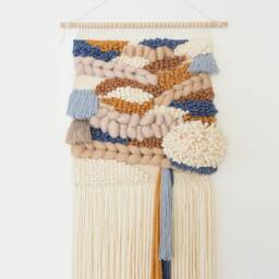Handwoven Wool Tapestry, Earth Tone Boho Wall Art, Textured Fiber Decor
