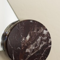 Triad Mirror 1970S Modernist Design, Solid Marble Disc Accents, Sculptural Wall Object - thumbnail 4