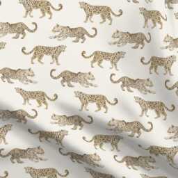 Safari Animal Sheets - Leopard Parade Cream By Danika_Herrick Watercolor Cheetah Cotton Sateen Sheet Set Bedding Spoonflower - thumbnail 4