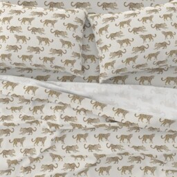 Safari Animal Sheets - Leopard Parade Cream By Danika_Herrick Watercolor Cheetah Cotton Sateen Sheet Set Bedding Spoonflower - thumbnail 3