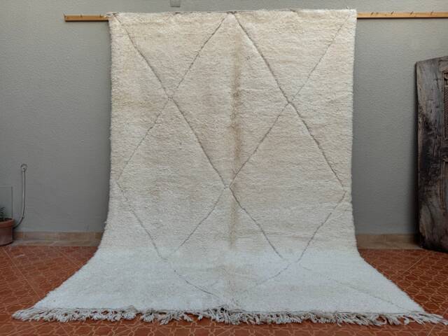 Handmade White Wool Beni Ourain Rug - Moroccan Berber 5x8 - image 1