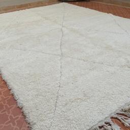 Handmade White Wool Beni Ourain Rug - Moroccan Berber 5x8 - thumbnail 2