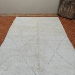 Handmade White Wool Beni Ourain Rug - Moroccan Berber 5x8 - thumbnail 4