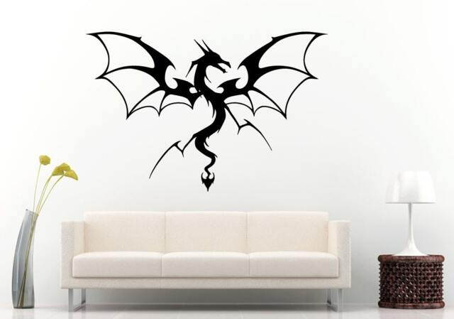 Fire Dragon Tribal Long Tail With Wings Wall Decal Vinyl Sticker Mural Room Decor L767 - image 1