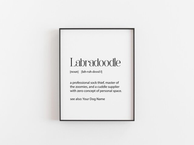 Labradoodle Definition Print - Funny Dog Wall Art Personalised Pet Gift Custom Lover Present Christmas Decor - image 1