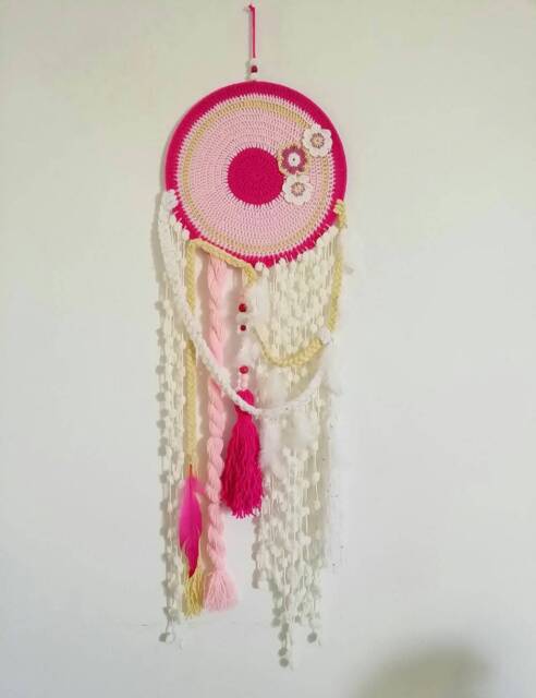 Boho Chic Doily Dreamcatcher For Girls Nursery Wall Decor - image 1