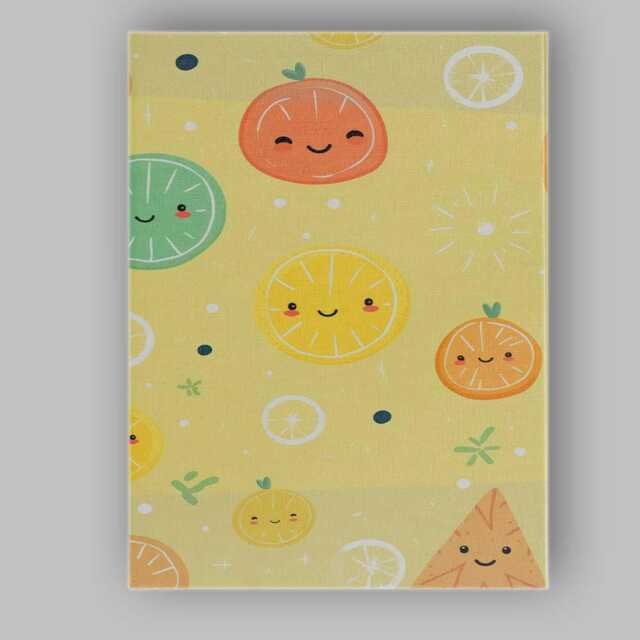 Cute Smiling Citrus Fruit Repeat Pattern Canvas Wall Art Print Decor Picture Ready To Hang - image 1